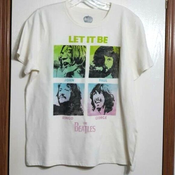 The Beatles Let It Be T-Shirt Womens Sz Large Off White Band Shirt The Beatles - Picture 2 of 8
